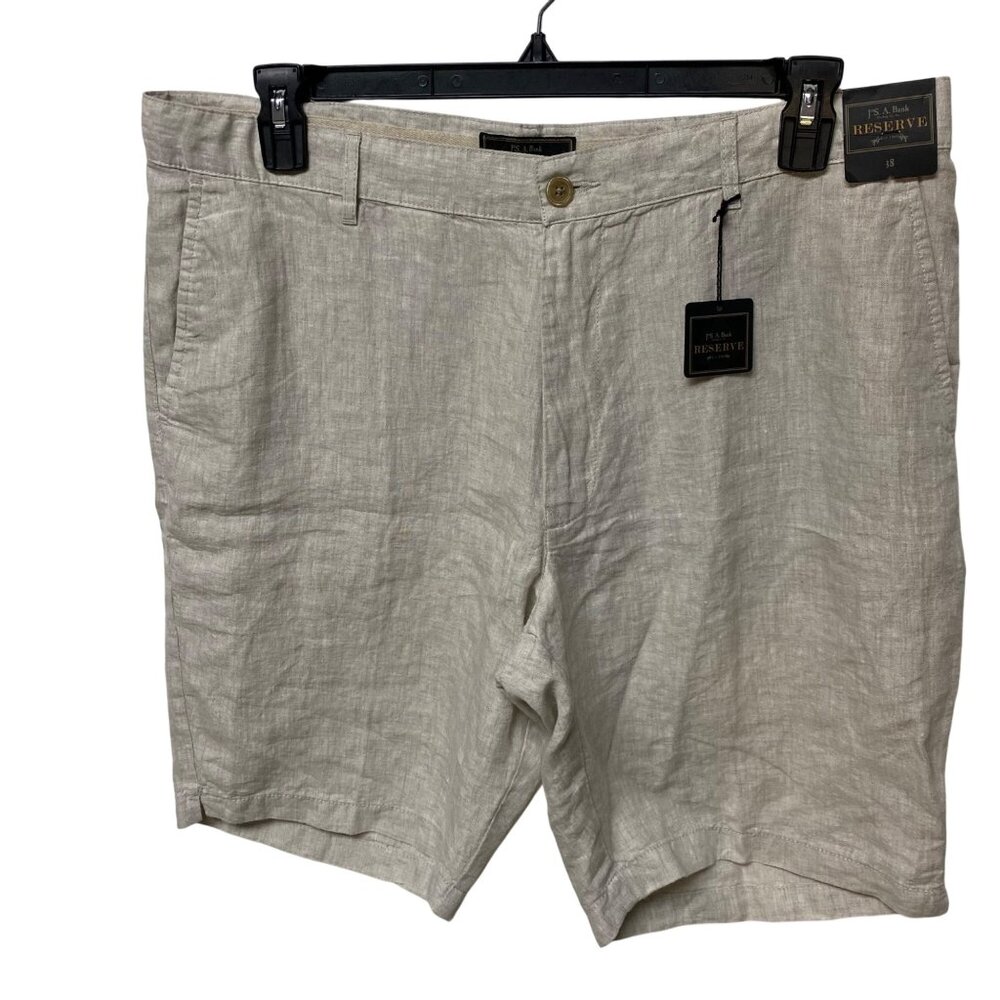 Jos Banks Mens Flat Front Linen Blend Casual Shorts Beige 38 NWT